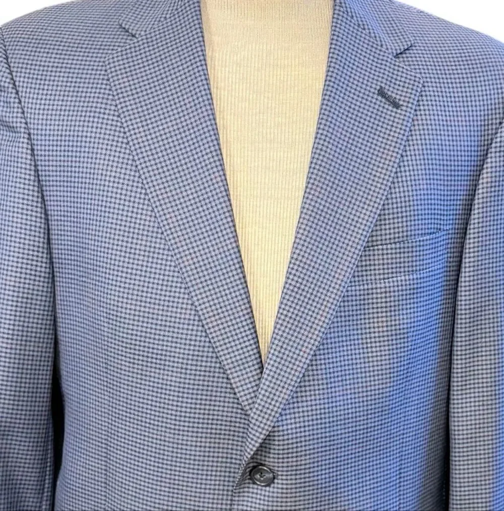 Hart Schaffner Marx Two-Button Blazer/Sport Coat Blue Micro-Houndstooth 42S